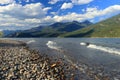 Evening Light on Gravel Beach near Kaslo on Kootenay Lake on Stormy Summer Day, British Columbia, Canada