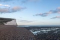The pebble beach at Cuckmere Haven, at the start of the Seven Sisters cliffs Royalty Free Stock Photo