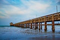 The evening light pier beach. Saplee Chumphon. Royalty Free Stock Photo