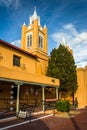 Evening light on San Felipe Neri Church, in Old Town, Albuquerq Royalty Free Stock Photo