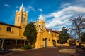 Evening light on San Felipe Neri Church, in Old Town, Albuquerq