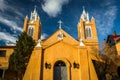 Evening light on San Felipe Neri Church, in Old Town, Albuquerq