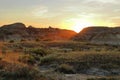 Sunset over Badlands Landscape, Dinosaur Provincial Park, Alberta, Canada