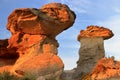 Dinosaur Provincial Park with Evening Light on Mushroom Hoodoos, Alberta, Canada Royalty Free Stock Photo