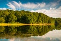 Evening light on the shore of Lake Marburg, in Codorus State Par Royalty Free Stock Photo