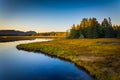 Evening light on a stream and mountains near Tremont, in Acadia Royalty Free Stock Photo