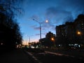 Evening light street view houses and sky