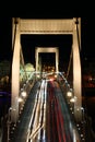 Evening light trails on Elisabeth bridge over Danube Budapest Royalty Free Stock Photo