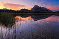 Evening light at Vermillion Lakes and Mount Rundle, Banff, Canad Royalty Free Stock Photo