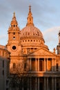 Evening light on west facade and dome of St Paul\'s Cathedral Royalty Free Stock Photo