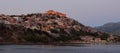 Evening lights of Molyvos with castle.