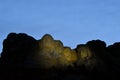 Evening lights on MOUNT RUSHMORE MONUMENT. Royalty Free Stock Photo