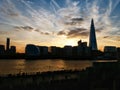 Evening london cityscape shard silhouette sunset clouds