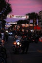 The evening on the main street in Daytona beach with the motorcycles and visitors