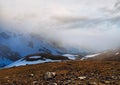 Evening misty mountain view (Timmelsjoch, Austria Royalty Free Stock Photo