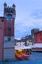 Evening at Montecatini Alto highland village in Tuscany