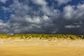 Evening mood with stromy clouds in dune landscape