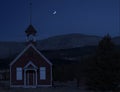 Evening Moon Over Small School House