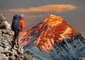 Evening Mount Everest with tourist