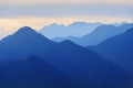 Evening mountains in blue tonality Royalty Free Stock Photo