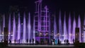 Evening Musical fountain show. Singing fountains in Sharjah timelapse, UAE