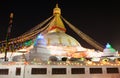 Evening night view Boudha Bodhnath stupa in Kathmandu Royalty Free Stock Photo