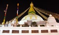 Evening night view Boudha Bodhnath stupa in Kathmandu Royalty Free Stock Photo