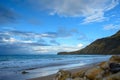 Evening ocean view, mountains in background, beach before sunset, Monte Cristi