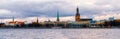 Evening old Riga view from the river view of the presidential palace Royalty Free Stock Photo