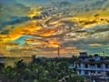 Evening over the Dimapur city. The beautiful view of dimpaur City after a heavy rain Royalty Free Stock Photo