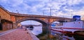 Evening Palacky Bridge and Vltava, Prague, Czechia