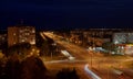 Evening panorama of the city of Togliatti overlooking the intersection of Revolutionary and Sverdlov streets. Royalty Free Stock Photo