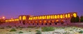 Evening panorama of Isfahan bridge, Iran Royalty Free Stock Photo