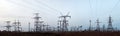 Evening panorama of high voltage substation Royalty Free Stock Photo