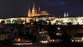 Summer night view from Charles Bridge on St. Vitus Cathedral and the historical part of Prague Royalty Free Stock Photo