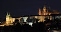 Summer night view from Charles Bridge on St. Vitus Cathedral and the historical part of Prague Royalty Free Stock Photo