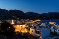 Evening panorama of Paleochora town, located in western part of Crete island, Greece Royalty Free Stock Photo