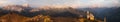 Evening panoramic view from dolomites mountains