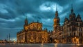 Evening, Panoramic view of Dresden Hofkirche, Dresden Castle. Dresden, Saxony, Germany Royalty Free Stock Photo