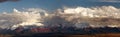 Evening panoramic view of Lenin Peak from Alay range Royalty Free Stock Photo