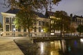 Evening photo of the Hague Historical Museum with a small piece of the Hofvijver on the Korte Vijverberg in The Hague Royalty Free Stock Photo