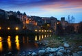 Evening photo of medieval town with bridge. Besalu