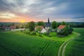 Evening in polish village, Lower Silesia Royalty Free Stock Photo