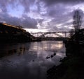 Evening in Porto. View of the bridge and the river Duoro. Night illumination of the city. Portugal Royalty Free Stock Photo