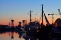 Evening on the Pregel river. Kaliningrad, Russia Royalty Free Stock Photo