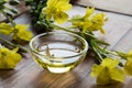 Evening primrose oil in a glass bowl Royalty Free Stock Photo