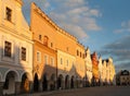 Evening red colored view of Telc or Teltsch town square