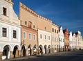 Evening red colored view of Telc or Teltsch town square