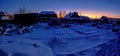 Evening red-pink winter sky over the countryside Royalty Free Stock Photo