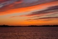 Evening red sunset texture over the lake, over the pond Royalty Free Stock Photo